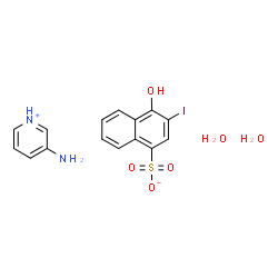 ChemSpider 2D Image | 3-Aminopyridinium 4-hydroxy-3-iodo-1-naphthalenesulfonate hydrate (1:1:2) | C15H17IN2O6S