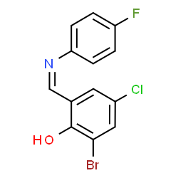 ChemSpider 2D Image | 2-Bromo-4-chloro-6-{(Z)-[(4-fluorophenyl)imino]methyl}phenol | C13H8BrClFNO