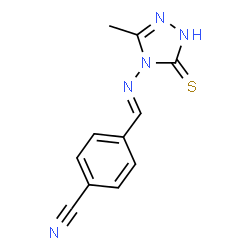 ChemSpider 2D Image | 4-{(E)-[(3-Methyl-5-thioxo-1,5-dihydro-4H-1,2,4-triazol-4-yl)imino]methyl}benzonitrile | C11H9N5S