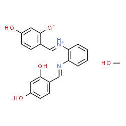 ChemSpider 2D Image | 2-[(E)-({2-[(E)-(2,4-Dihydroxybenzylidene)amino]phenyl}iminio)methyl]-5-hydroxyphenolate - methanol (1:1) | C21H20N2O5