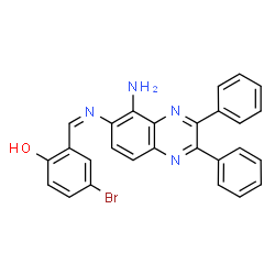 ChemSpider 2D Image | 2-{(Z)-[(5-Amino-2,3-diphenyl-6-quinoxalinyl)imino]methyl}-4-bromophenol | C27H19BrN4O
