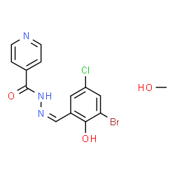 ChemSpider 2D Image | N'-[(Z)-(3-Bromo-5-chloro-2-hydroxyphenyl)methylene]isonicotinohydrazide - methanol (1:1) | C14H13BrClN3O3