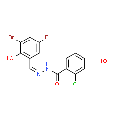 ChemSpider 2D Image | 2-Chloro-N'-[(Z)-(3,5-dibromo-2-hydroxyphenyl)methylene]benzohydrazide - methanol (1:1) | C15H13Br2ClN2O3