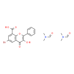 ChemSpider 2D Image | 6-Bromo-3-hydroxy-4-oxo-2-phenyl-4H-chromene-8-carboxylic acid - N,N-dimethylformamide (1:2) | C22H23BrN2O7
