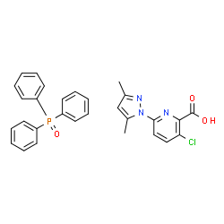 ChemSpider 2D Image | 3-Chloro-6-(3,5-dimethyl-1H-pyrazol-1-yl)-2-pyridinecarboxylic acid - triphenylphosphine oxide (1:1) | C29H25ClN3O3P