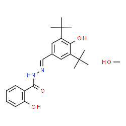 ChemSpider 2D Image | 2-Hydroxy-N'-{(E)-[4-hydroxy-3,5-bis(2-methyl-2-propanyl)phenyl]methylene}benzohydrazide - methanol (1:1) | C23H32N2O4