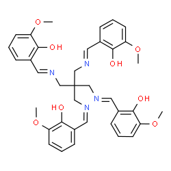 ChemSpider 2D Image | 2-{(Z)-[(3-[(E)-(2-Hydroxy-3-methoxybenzylidene)amino]-2,2-bis{[(E)-(2-hydroxy-3-methoxybenzylidene)amino]methyl}propyl)imino]methyl}-6-methoxyphenol | C37H40N4O8