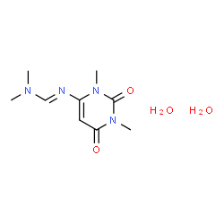 ChemSpider 2D Image | N'-(1,3-Dimethyl-2,6-dioxo-1,2,3,6-tetrahydro-4-pyrimidinyl)-N,N-dimethylimidoformamide dihydrate | C9H18N4O4