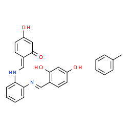 ChemSpider 2D Image | (6E)-6-[({2-[(E)-(2,4-Dihydroxybenzylidene)amino]phenyl}amino)methylene]-3-hydroxy-2,4-cyclohexadien-1-one - toluene (1:1) | C27H24N2O4