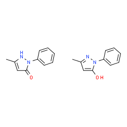 ChemSpider 2D Image | 5-Methyl-2-phenyl-1,2-dihydro-3H-pyrazol-3-one - 3-methyl-1-phenyl-1H-pyrazol-5-ol (1:1) | C20H20N4O2