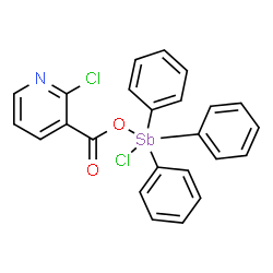 ChemSpider 2D Image | 2-Chloro-3-({[chloro(triphenyl)-lambda~5~-stibanyl]oxy}carbonyl)pyridine | C24H18Cl2NO2Sb