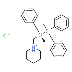 ChemSpider 2D Image | 1-{[(1S)-1,2-Dimethyl-1,2,2-triphenyldisilanyl]methyl}piperidinium chloride | C26H34ClNSi2