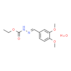 ChemSpider 2D Image | Ethyl (2E)-2-(3,4-dimethoxybenzylidene)hydrazinecarboxylate hydrate (1:1) | C12H18N2O5