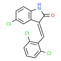 ChemSpider 2D Image | (3E)-5-Chloro-3-(2,6-dichlorobenzylidene)-1,3-dihydro-2H-indol-2-one | C15H8Cl3NO