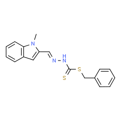 ChemSpider 2D Image | Benzyl (2E)-2-[(1-methyl-1H-indol-2-yl)methylene]hydrazinecarbodithioate | C18H17N3S2