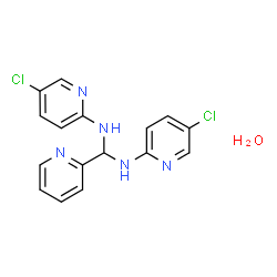 ChemSpider 2D Image | N,N'-Bis(5-chloro-2-pyridinyl)-1-(2-pyridinyl)methanediamine hydrate (1:1) | C16H15Cl2N5O