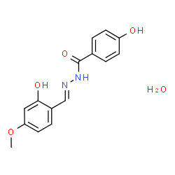ChemSpider 2D Image | 4-Hydroxy-N'-[(E)-(2-hydroxy-4-methoxyphenyl)methylene]benzohydrazide hydrate (1:1) | C15H16N2O5