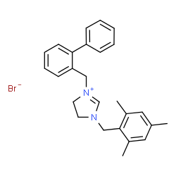 ChemSpider 2D Image | 3-(2-Biphenylylmethyl)-1-(mesitylmethyl)-4,5-dihydro-1H-imidazol-3-ium bromide | C26H29BrN2