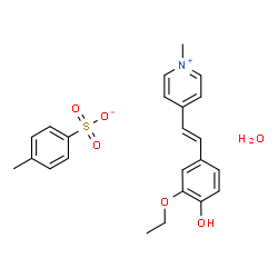 ChemSpider 2D Image | 4-[(E)-2-(3-Ethoxy-4-hydroxyphenyl)vinyl]-1-methylpyridinium 4-methylbenzenesulfonate hydrate (1:1:1) | C23H27NO6S