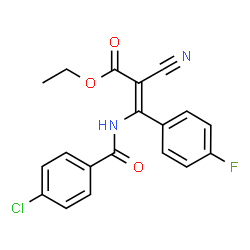 ChemSpider 2D Image | Ethyl (2Z)-3-[(4-chlorobenzoyl)amino]-2-cyano-3-(4-fluorophenyl)acrylate | C19H14ClFN2O3