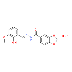 ChemSpider 2D Image | N'-[(E)-(2-Hydroxy-3-methoxyphenyl)methylene]-1,3-benzodioxole-5-carbohydrazide hydrate (1:1) | C16H16N2O6