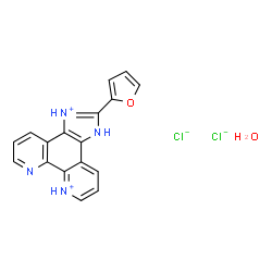 ChemSpider 2D Image | 2-(2-Furyl)-1H-imidazo[4,5-f][1,10]phenanthroline-1,7-diium chloride hydrate (1:2:1) | C17H14Cl2N4O2