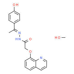 ChemSpider 2D Image | N'-[(1E)-1-(4-Hydroxyphenyl)ethylidene]-2-(8-quinolinyloxy)acetohydrazide - methanol (1:1) | C20H21N3O4