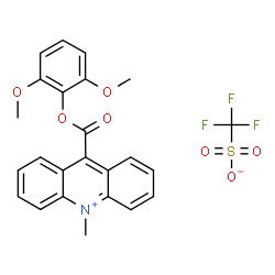 ChemSpider 2D Image | 9-[(2,6-Dimethoxyphenoxy)carbonyl]-10-methylacridinium trifluoromethanesulfonate | C24H20F3NO7S