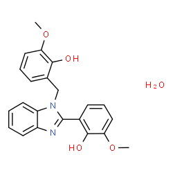 ChemSpider 2D Image | 2-[1-(2-Hydroxy-3-methoxybenzyl)-1H-benzimidazol-2-yl]-6-methoxyphenol hydrate (1:1) | C22H22N2O5