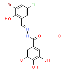 ChemSpider 2D Image | N'-[(E)-(3-Bromo-5-chloro-2-hydroxyphenyl)methylene]-3,4,5-trihydroxybenzohydrazide - methanol (1:1) | C15H14BrClN2O6