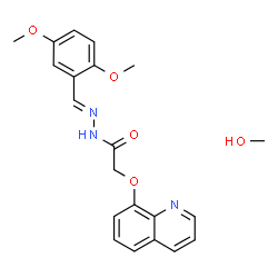 ChemSpider 2D Image | N'-[(E)-(2,5-Dimethoxyphenyl)methylene]-2-(8-quinolinyloxy)acetohydrazide - methanol (1:1) | C21H23N3O5