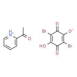 ChemSpider 2D Image | 2-Acetylpyridinium 2,5-dibromo-4-hydroxy-3,6-dioxo-1,4-cyclohexadien-1-olate | C13H9Br2NO5