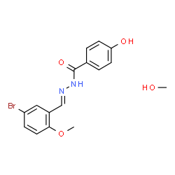 ChemSpider 2D Image | N'-[(E)-(5-Bromo-2-methoxyphenyl)methylene]-4-hydroxybenzohydrazide - methanol (1:1) | C16H17BrN2O4