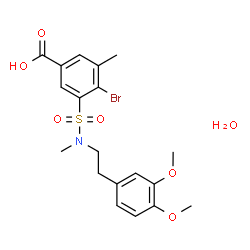 ChemSpider 2D Image | 4-Bromo-3-{[2-(3,4-dimethoxyphenyl)ethyl](methyl)sulfamoyl}-5-methylbenzoic acid hydrate (1:1) | C19H24BrNO7S