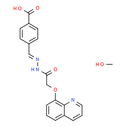 ChemSpider 2D Image | 4-[(E)-{[(8-Quinolinyloxy)acetyl]hydrazono}methyl]benzoic acid - methanol (1:1) | C20H19N3O5