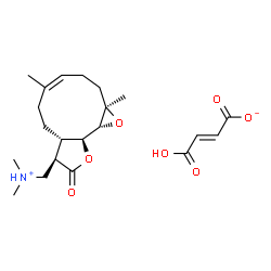 ChemSpider 2D Image | [(1aR,4Z,7aS,8R,10aS,10bR)-1a,5-Dimethyl-9-oxo-1a,2,3,6,7,7a,8,9,10a,10b-decahydrooxireno[9,10]cyclodeca[1,2-b]furan-8-yl]-N,N-dimethylmethanaminium (2E)-3-carboxyacrylate | C21H31NO7