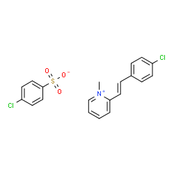 ChemSpider 2D Image | 2-[(E)-2-(4-Chlorophenyl)vinyl]-1-methylpyridinium 4-chlorobenzenesulfonate | C20H17Cl2NO3S