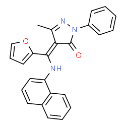 ChemSpider 2D Image | (4Z)-4-[2-Furyl(1-naphthylamino)methylene]-5-methyl-2-phenyl-2,4-dihydro-3H-pyrazol-3-one | C25H19N3O2
