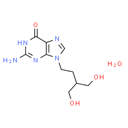 ChemSpider 2D Image | 2-Amino-9-[4-hydroxy-3-(hydroxymethyl)butyl]-1,9-dihydro-6H-purin-6-one hydrate (1:1) | C10H17N5O4