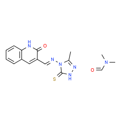 ChemSpider 2D Image | N,N-Dimethylformamide - 3-{(E)-[(3-methyl-5-thioxo-1,5-dihydro-4H-1,2,4-triazol-4-yl)imino]methyl}-2(1H)-quinolinone (1:1) | C16H18N6O2S