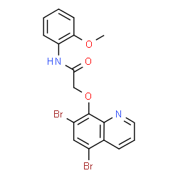 ChemSpider 2D Image | 2-[(5,7-Dibromo-8-quinolinyl)oxy]-N-(2-methoxyphenyl)acetamide | C18H14Br2N2O3