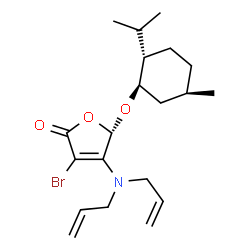 ChemSpider 2D Image | (5S)-3-Bromo-4-(diallylamino)-5-{[(1R,2S,5R)-2-isopropyl-5-methylcyclohexyl]oxy}-2(5H)-furanone | C20H30BrNO3