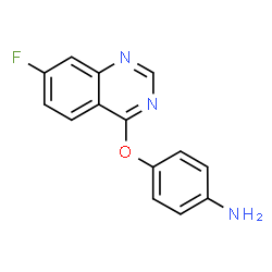 ChemSpider 2D Image | 4-[(7-Fluoro-4-quinazolinyl)oxy]aniline | C14H10FN3O