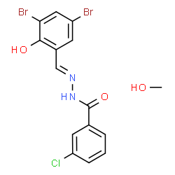 ChemSpider 2D Image | 3-Chloro-N'-[(E)-(3,5-dibromo-2-hydroxyphenyl)methylene]benzohydrazide - methanol (1:1) | C15H13Br2ClN2O3