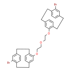 ChemSpider 2D Image | 5,5'-[Oxybis(2,1-ethanediyloxy)]bis[11-bromotricyclo[8.2.2.2~4,7~]hexadeca-1(12),4,6,10,13,15-hexaene] | C36H36Br2O3