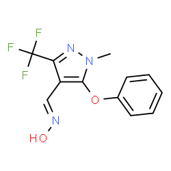 ChemSpider 2D Image | (E)-N-Hydroxy-1-[1-methyl-5-phenoxy-3-(trifluoromethyl)-1H-pyrazol-4-yl]methanimine | C12H10F3N3O2