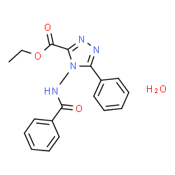 ChemSpider 2D Image | Ethyl 4-(benzoylamino)-5-phenyl-4H-1,2,4-triazole-3-carboxylate hydrate (1:1) | C18H18N4O4