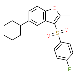 ChemSpider 2D Image | 5-Cyclohexyl-3-[(4-fluorophenyl)sulfonyl]-2-methyl-1-benzofuran | C21H21FO3S
