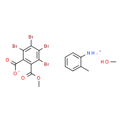 ChemSpider 2D Image | 2-Methylanilinium 2,3,4,5-tetrabromo-6-(methoxycarbonyl)benzoate - methanol (1:1:1) | C17H17Br4NO5