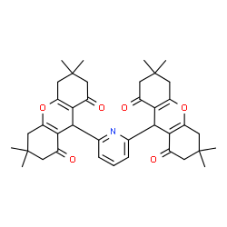 ChemSpider 2D Image | 9,9'-(2,6-Pyridinediyl)bis(3,3,6,6-tetramethyl-3,4,5,6,7,9-hexahydro-1H-xanthene-1,8(2H)-dione) | C39H45NO6